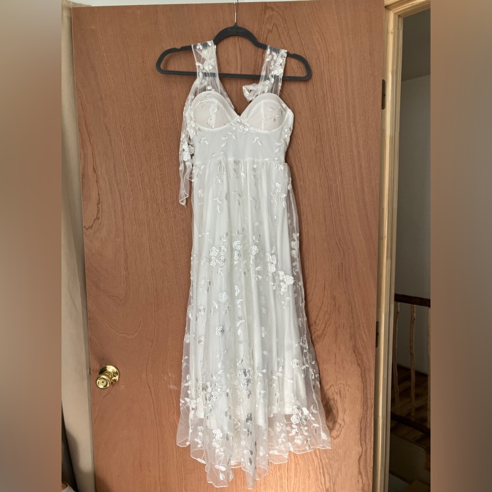 White Floral Lace Maxi Dress - Elegant Bridal-Inspired Gown